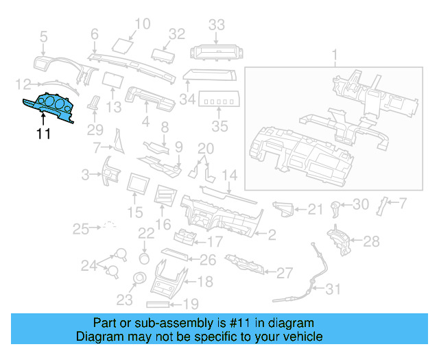 Cluster Bezel 7B0-858-366-3F4 - View 3