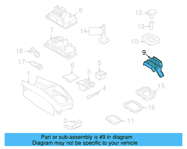 Automatic Transmission Shift Cover Plate 1J0-713-273-C - View 6