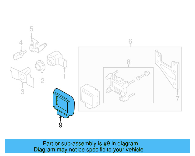 Distance Sensor Trim Plate 5G0-907-225-A-9B9 - View 6