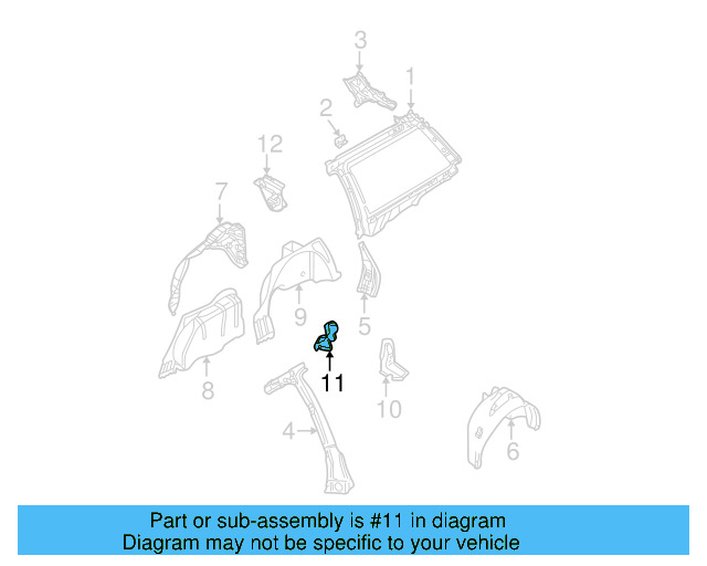 Inner Wheelhouse Support 3B9-803-433-A - View 3
