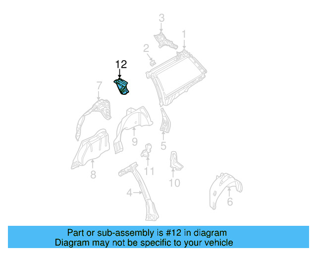 Inner Wheelhouse Bracket 3B9-809-302-G - View 3