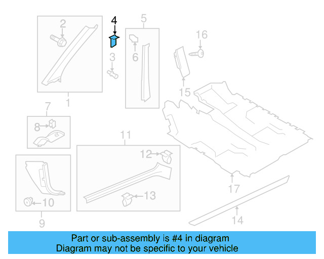 Windshield Pillar Trim Clip 3D0-867-333 - View 7