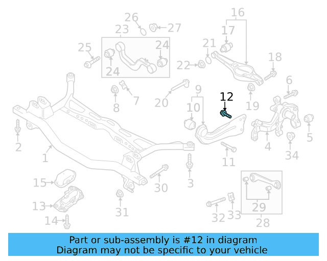 Trailing Arm Mount Bolt N-101-708-04 - View 22
