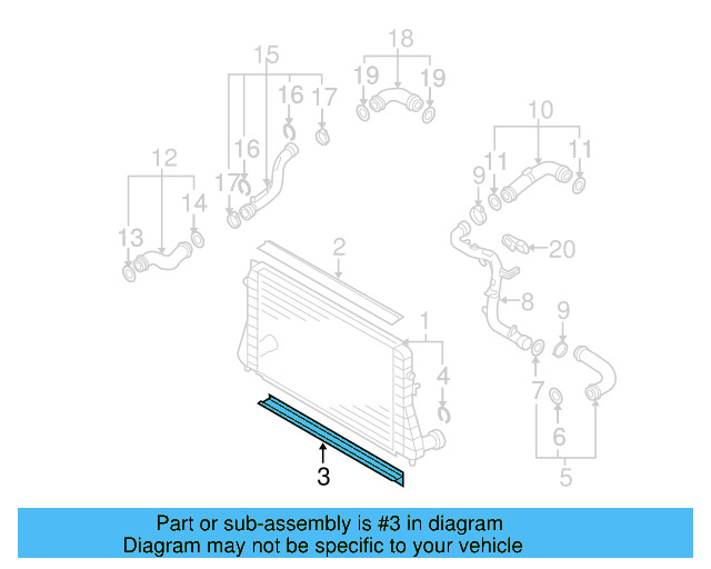 Radiator Lower Seal 3C0-121-345-AH - View 3