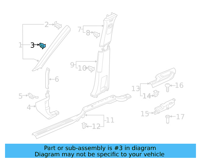 Windshield Pillar Trim Clip 5NA-867-276-B - View 4