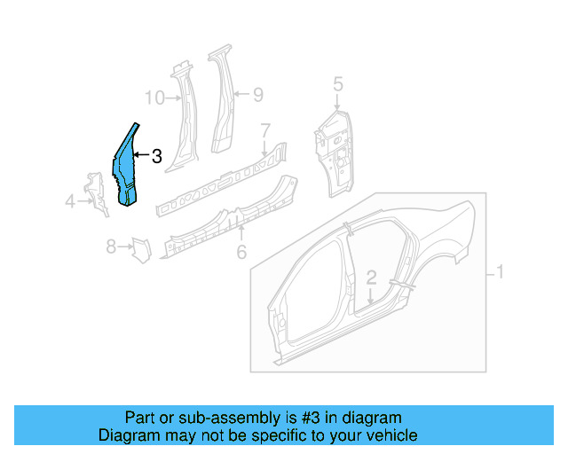 Hinge Pillar Reinforced 3D0-810-517-E - View 3