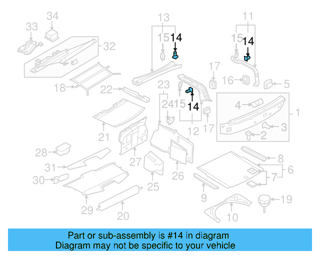 Windshield Pillar Trim Clip 4A0-867-276 - View 64