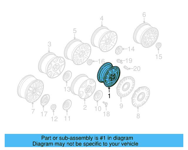 Wheel, Alloy 1J0-601-025-AD-091 - View 19