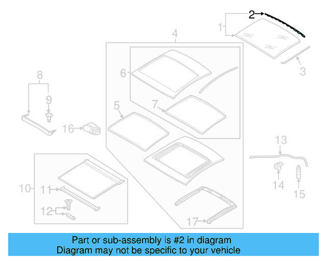 Sunroof Glass Rear Seal 5C5-877-913 - View 2