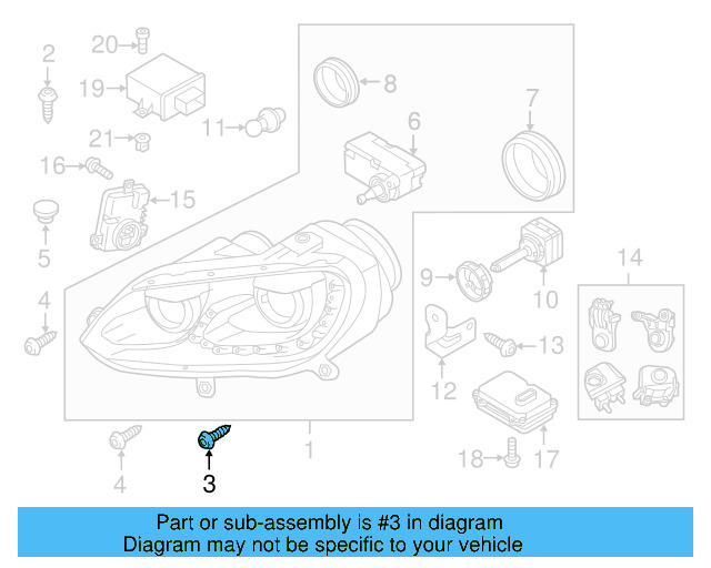 Headlamp Assembly Screw WHT-000-372 - View 10