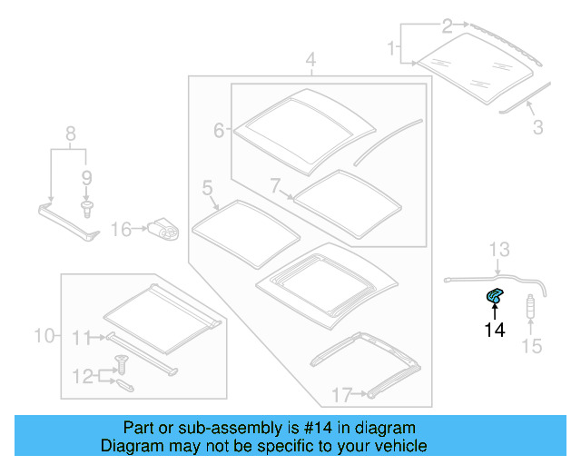 Sunroof Drain Hose Bracket 1K6-877-244 - View 28