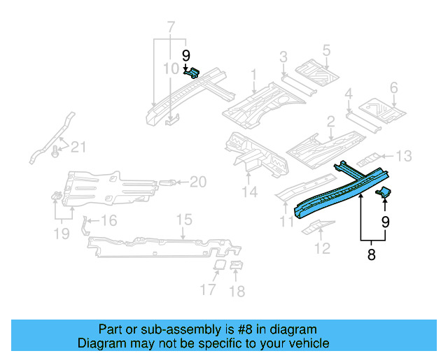 Floor Side Rail 7L0-803-019-E - View 3