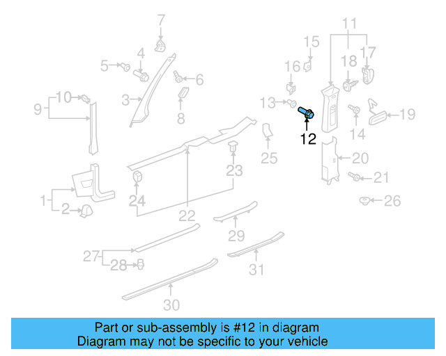 Upper Center Pillar Trim Trim Plate 5G0-853-437-Y20 - View 32