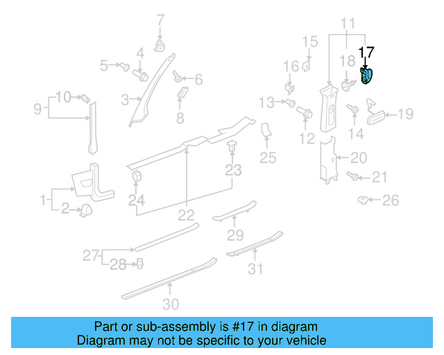 Upper Center Pillar Trim Trim Plate 5G0-853-437-Y20 - View 41