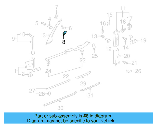 Upper Center Pillar Trim Trim Plate 5G0-853-437-Y20 - View 34
