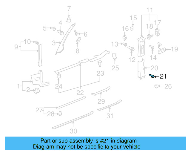 Upper Center Pillar Trim Screw N-104-882-05