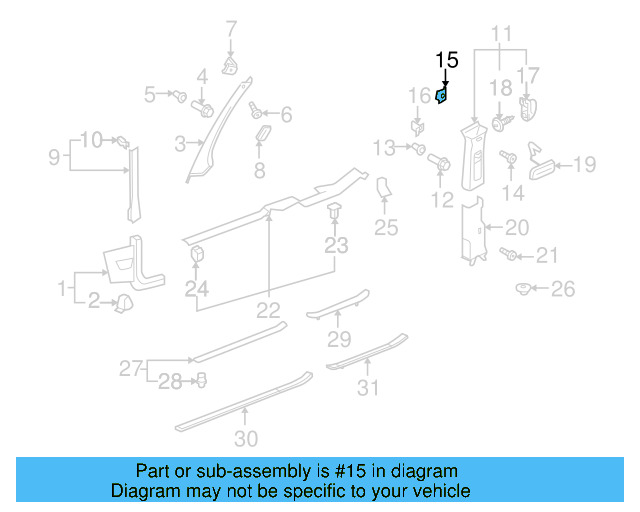 Upper Center Pillar Trim Retainer Nut 1K0-880-288-A - View 52