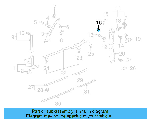 Pillar Trim Clip 3C0-867-333 - View 78