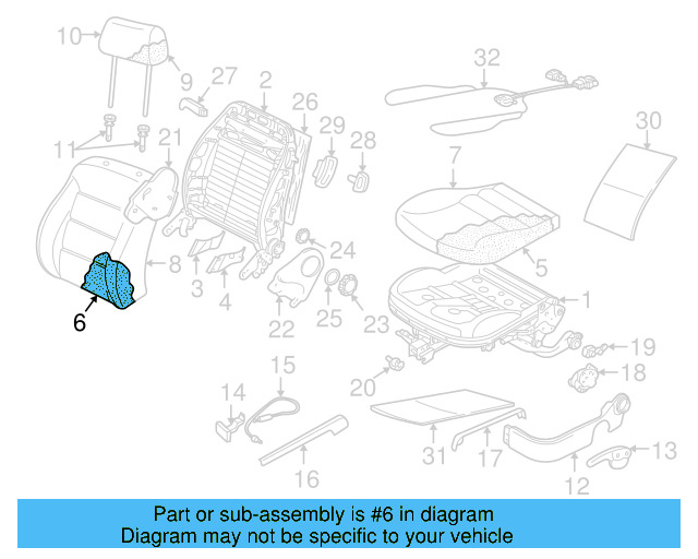 Seat Back Pad 1J0-881-775-CG - View 7
