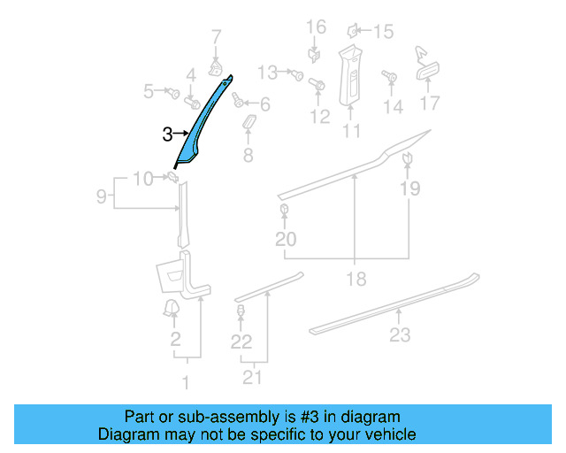 Windshield Pillar Trim 1K0-867-234-G-DD9 - View 3