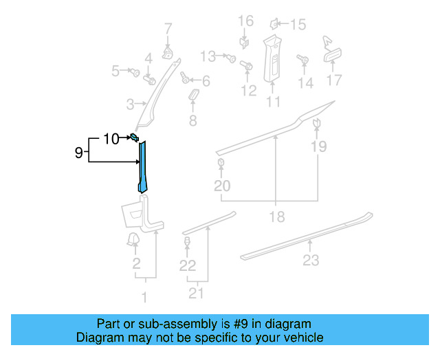 Lower Center Pillar Trim Clip 4A0-867-276-B - View 270