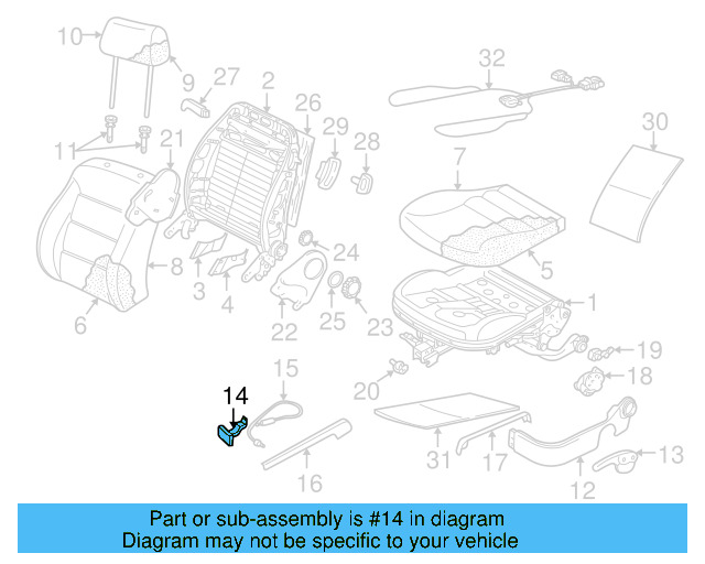 Seat Track Adjust Handle 1J0-881-254-E-B41 - View 20