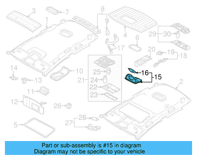 Interior Lamp 3B0-947-291-B-95T - View 34