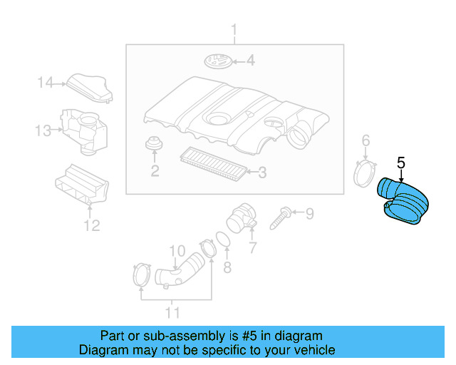 Engine Air Intake Hose 07K-129-684-B