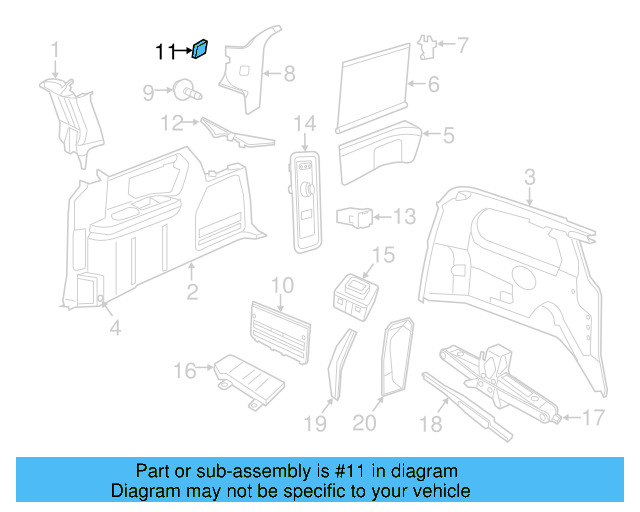 Quarter Pillar Trim Plug 7B0-853-399-XT1