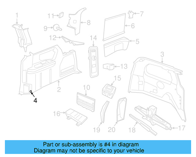 Quarter Pillar Trim Plug 7B0-853-399-ES3