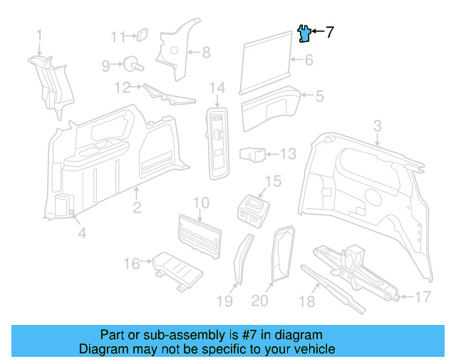 Sunshade Hook 7B0-861-337-DX9 - View 3