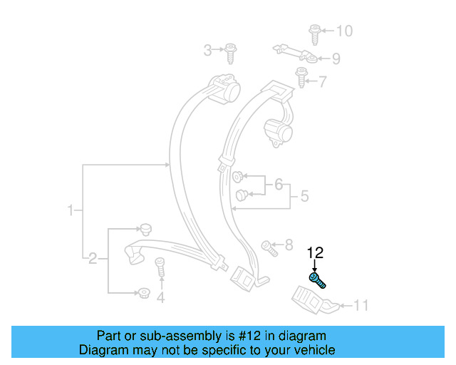 Outer Belt Assembly Lower Bolt WHT-003-682