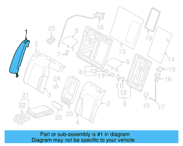 Seat Back End 3C8-885-703-R-OTF - View 3