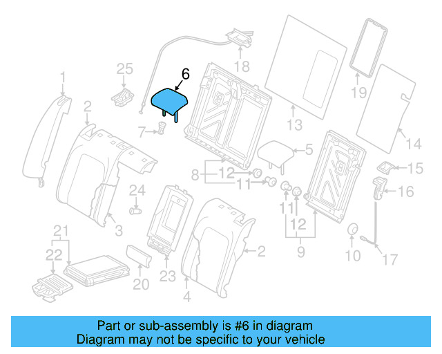 Headrest, Center 3C8-885-902-C-ZIO - View 2