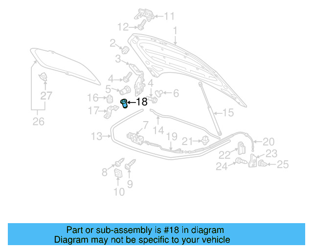 Hood Bumper Rivet N-909-667-01 - View 2