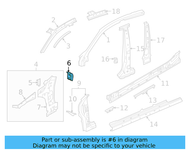 Inner Hinge Pillar Support 3G8-804-770 - View 3