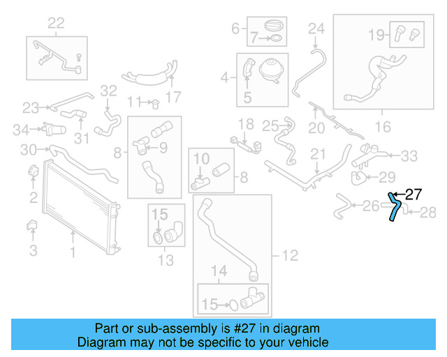 Engine Coolant Hose 1C0-121-096-M - View 3