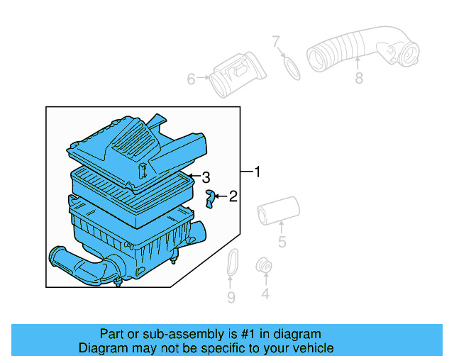 Air Cleaner Assembly 1E0-129-607-AE - View 3
