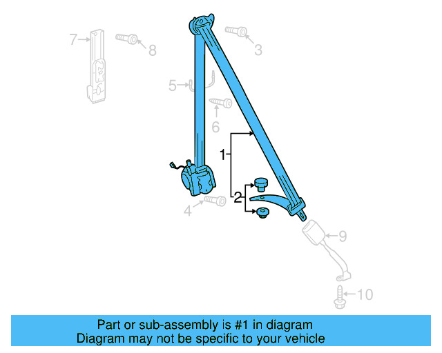 Seat Belt Assembly 3C1-857-705-R-RAA - View 5