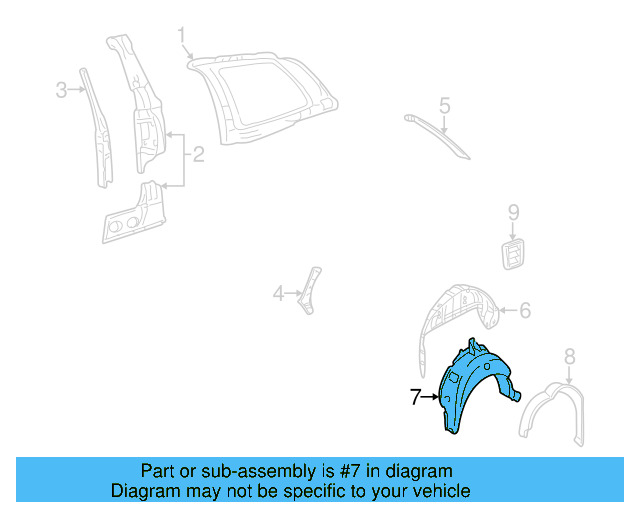 Outer Wheelhouse 1J3-803-424-B - View 6