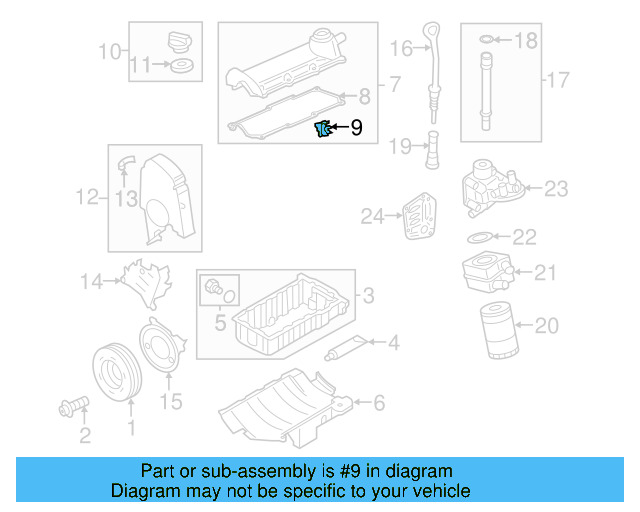 Engine Valve Cover Hold Down Tab 06A-103-733-C - View 3