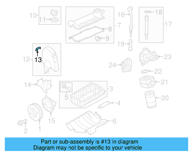 Engine Timing Cover Clip 06A-109-150 - View 3