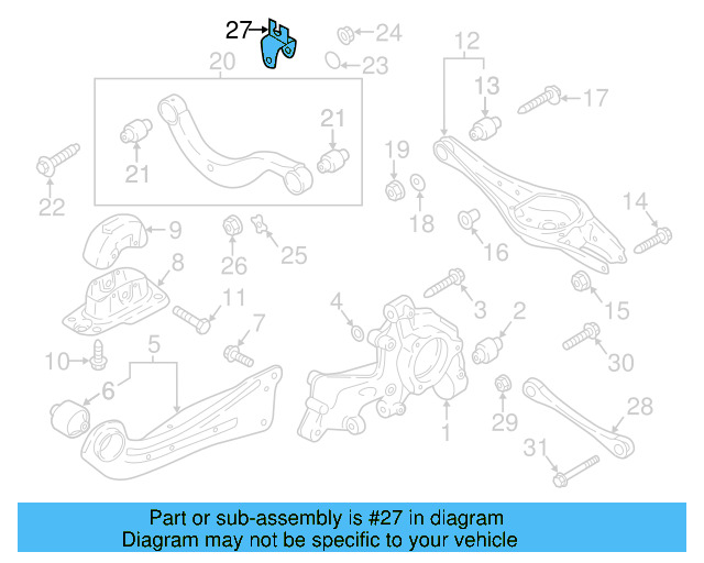Upper Control Arm Bracket 5Q0-614-167-B - View 7