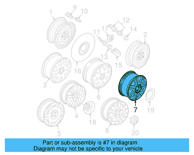 Wheel, Alloy 3B0-601-025-M-Z31