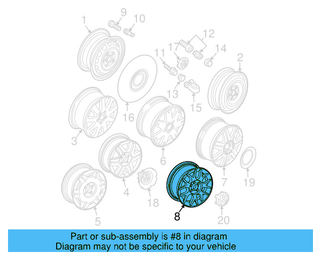 Wheel, Alloy 3B7-601-025-G-1Z2