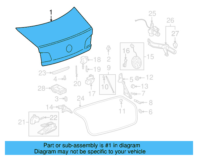 Trunk Lid 3D5-827-025-T - View 3