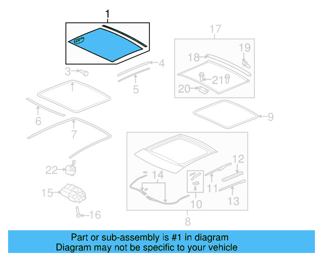 Sunroof Glass 3C8-877-051-A - View 4