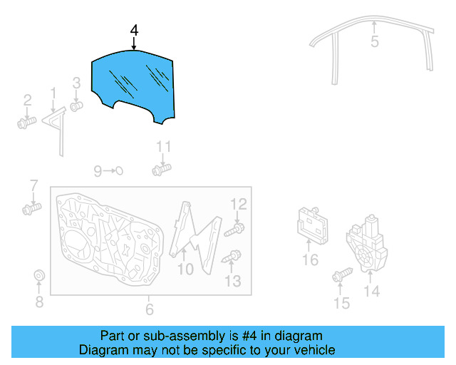 Door Glass 7P6-845-022-B - View 3