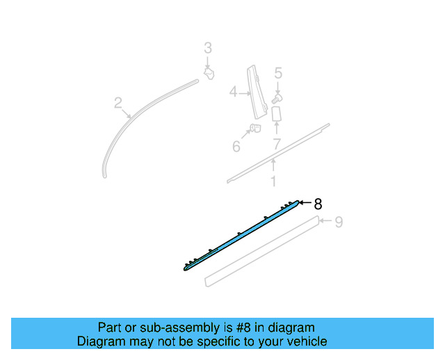 Side Molding 3C0-853-516-C-2ZZ - View 3