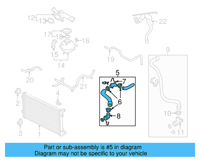 Upper Hose 1J0-122-101-BL - View 3